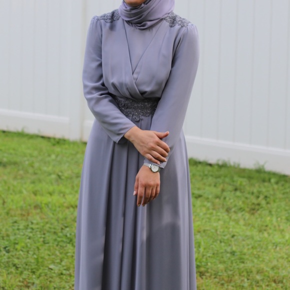 modanisa Dresses & Skirts - Hijab Modest Long Sleeve Modanisa Blue Gray Gown